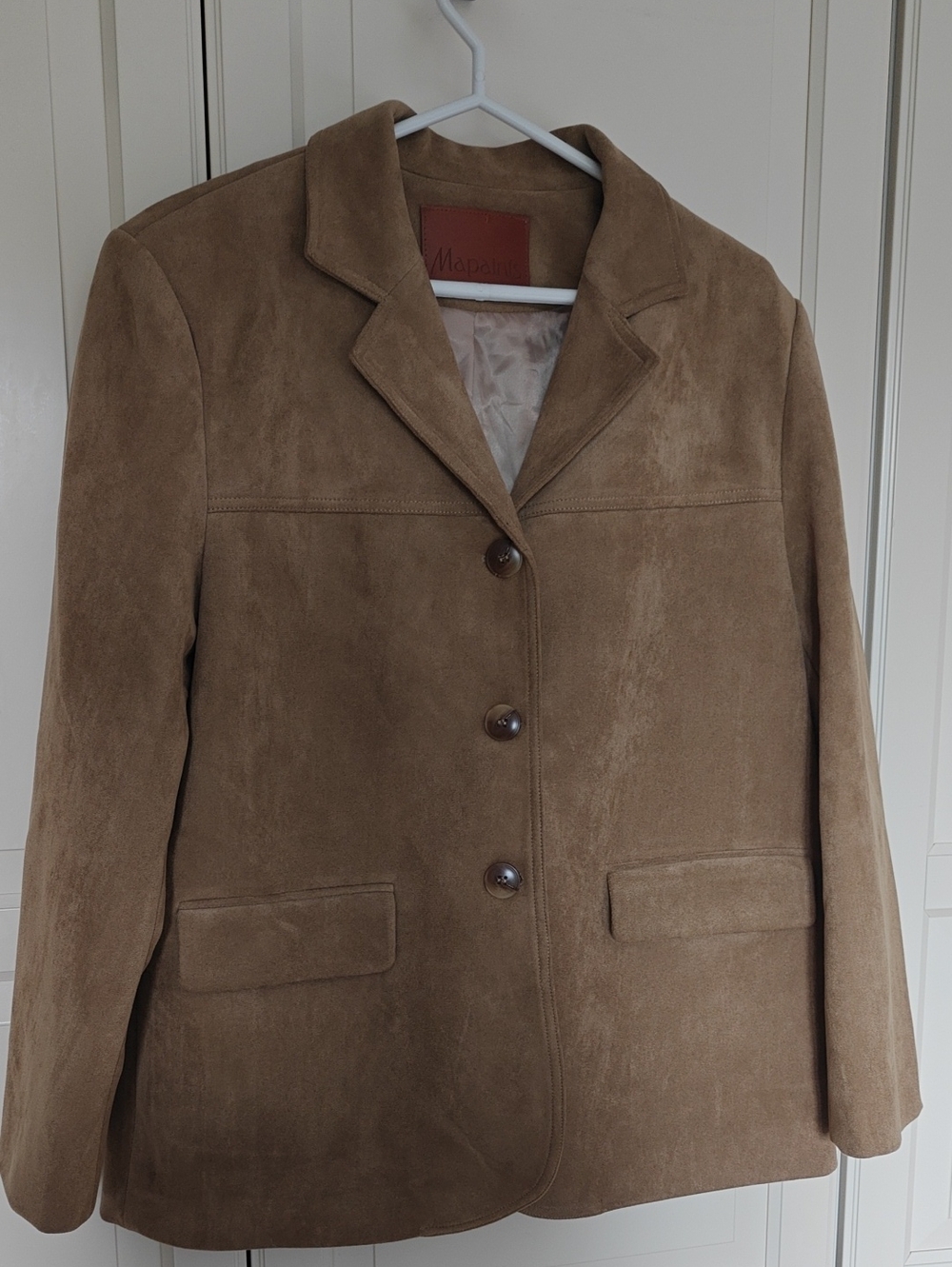 Suede Button-Front Women's Jacket in Brown